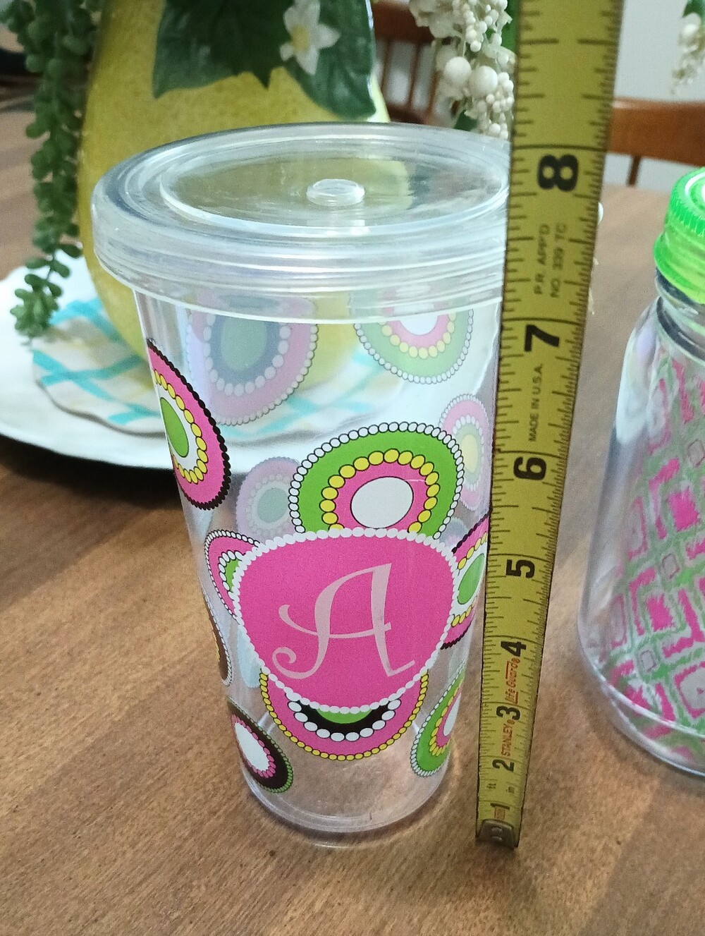 🌺NWOT 2 Decorative Initial "A" Acrylic Drink Cups🌺 - Picture 4 of 10